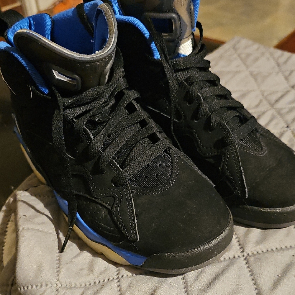 Black and Blue High-Top Sneakers